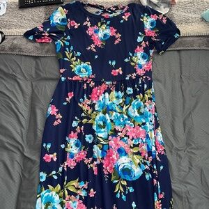 S Empire style long short sleeve dress